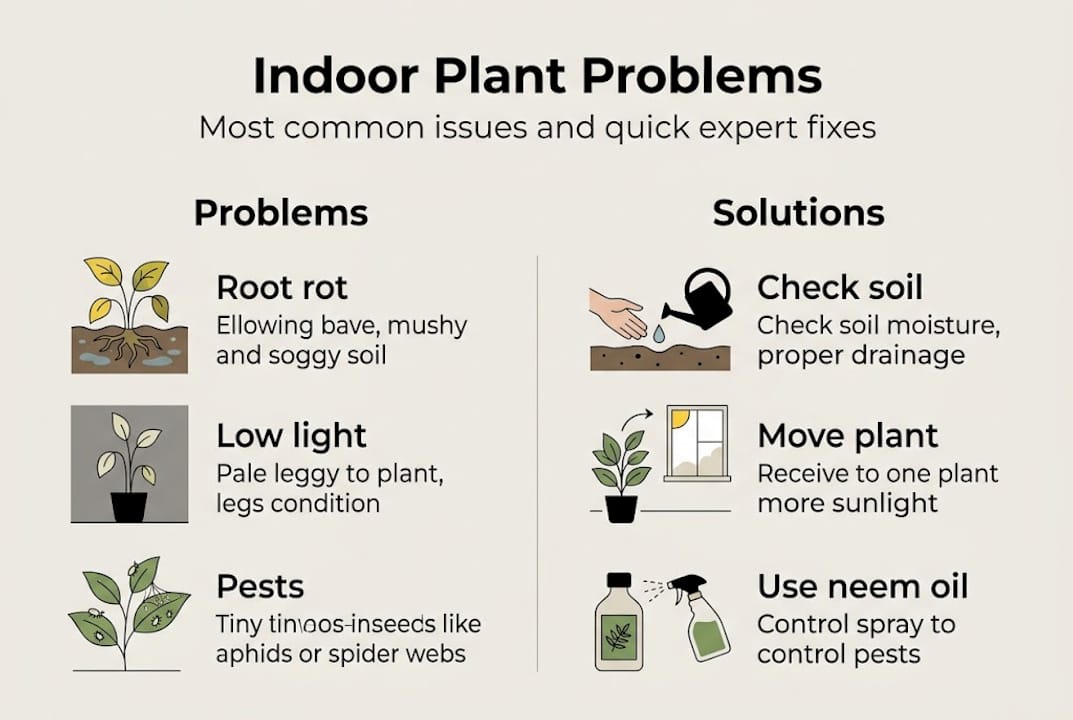 Infographic with plant problems and solutions