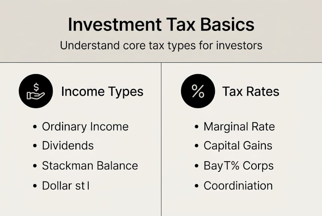 Infographic outlining basics of investment taxation