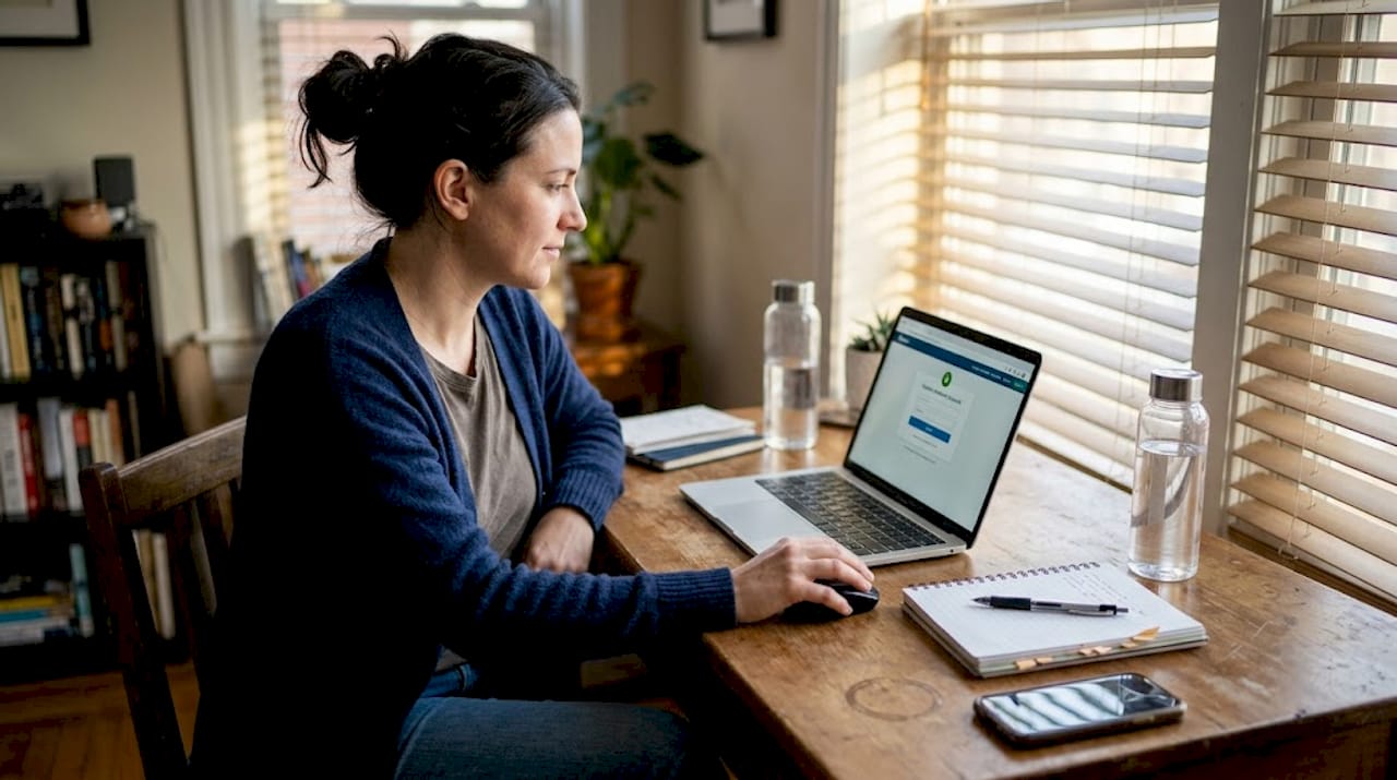 Investor managing retirement account in apartment