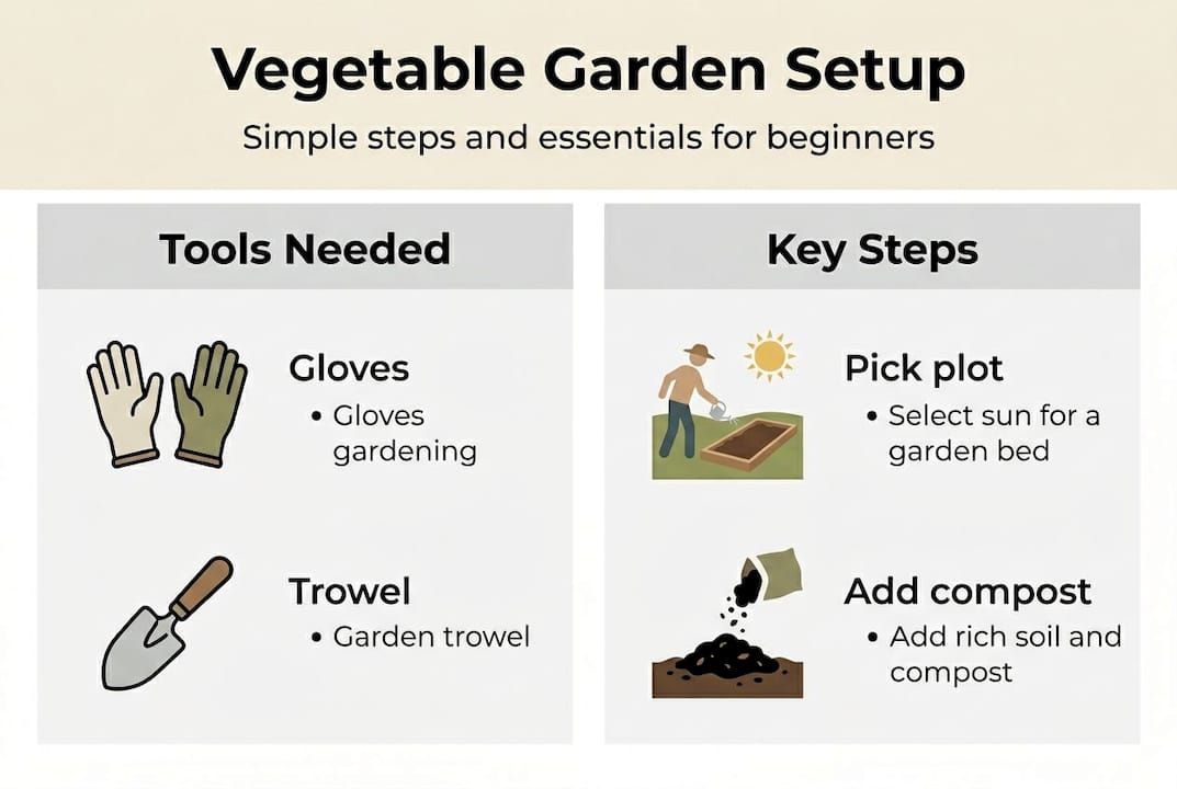 Infographic on beginner garden setup essentials