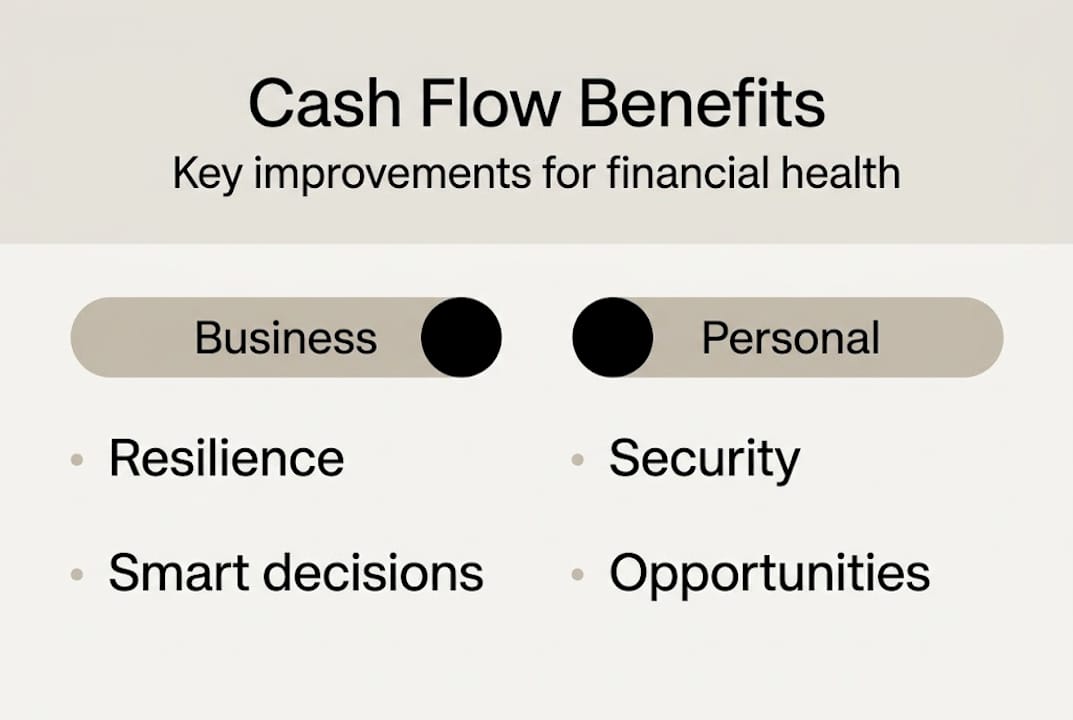 Infographic showing benefits of cash flow
