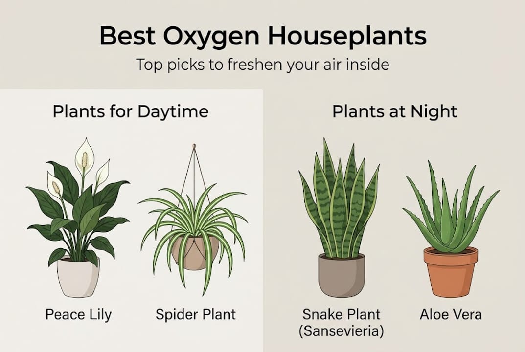 Infographic with best plants for air quality
