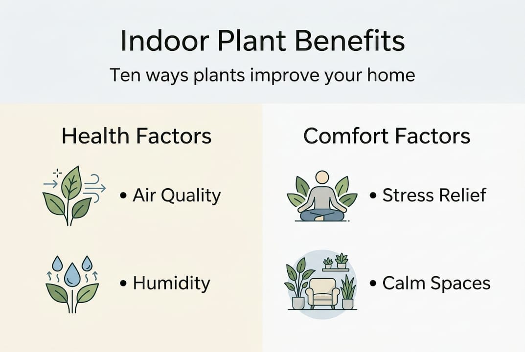 Infographic showing indoor plant benefits summary