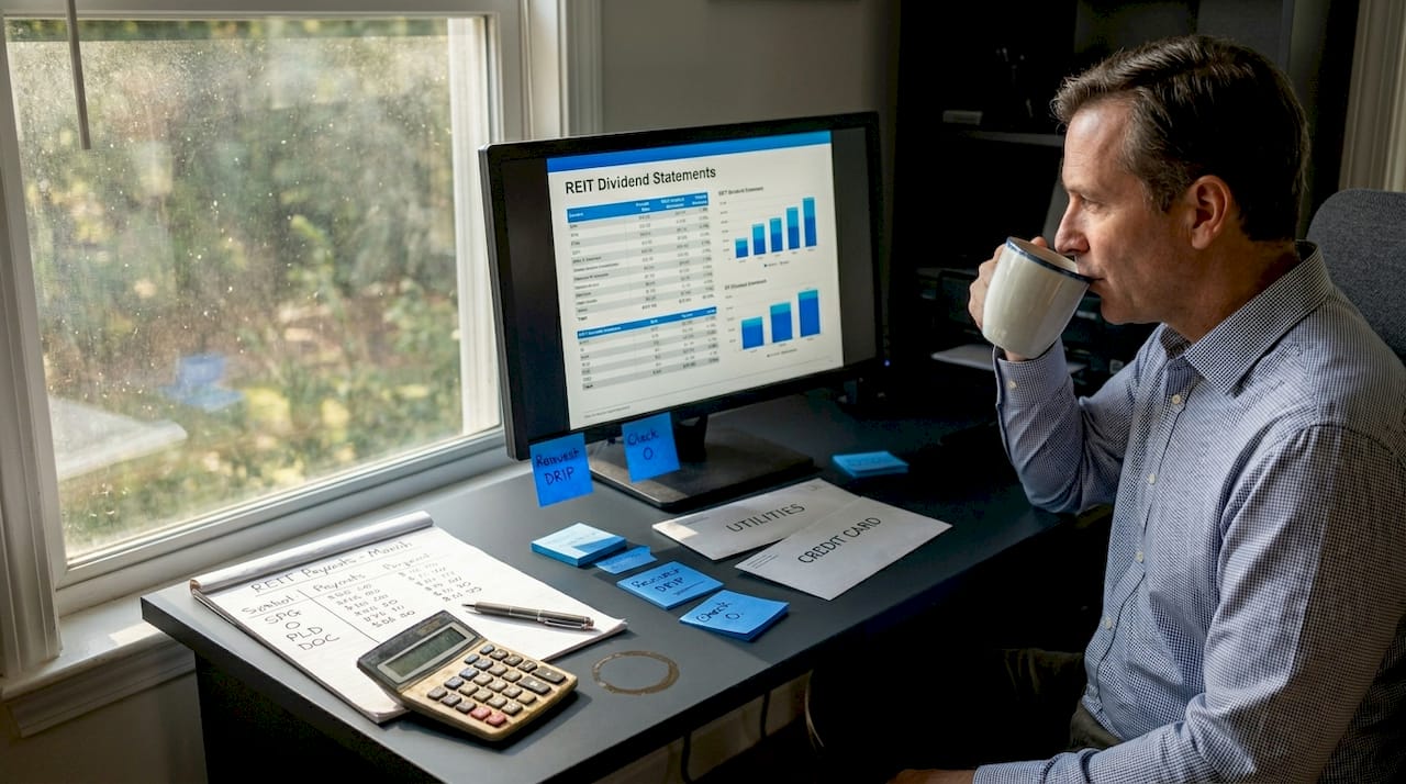 Man reviewing REIT dividend statements