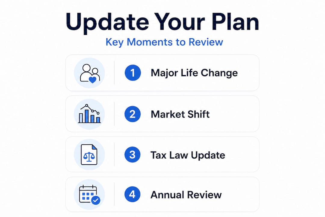 Infographic showing steps to update financial plan