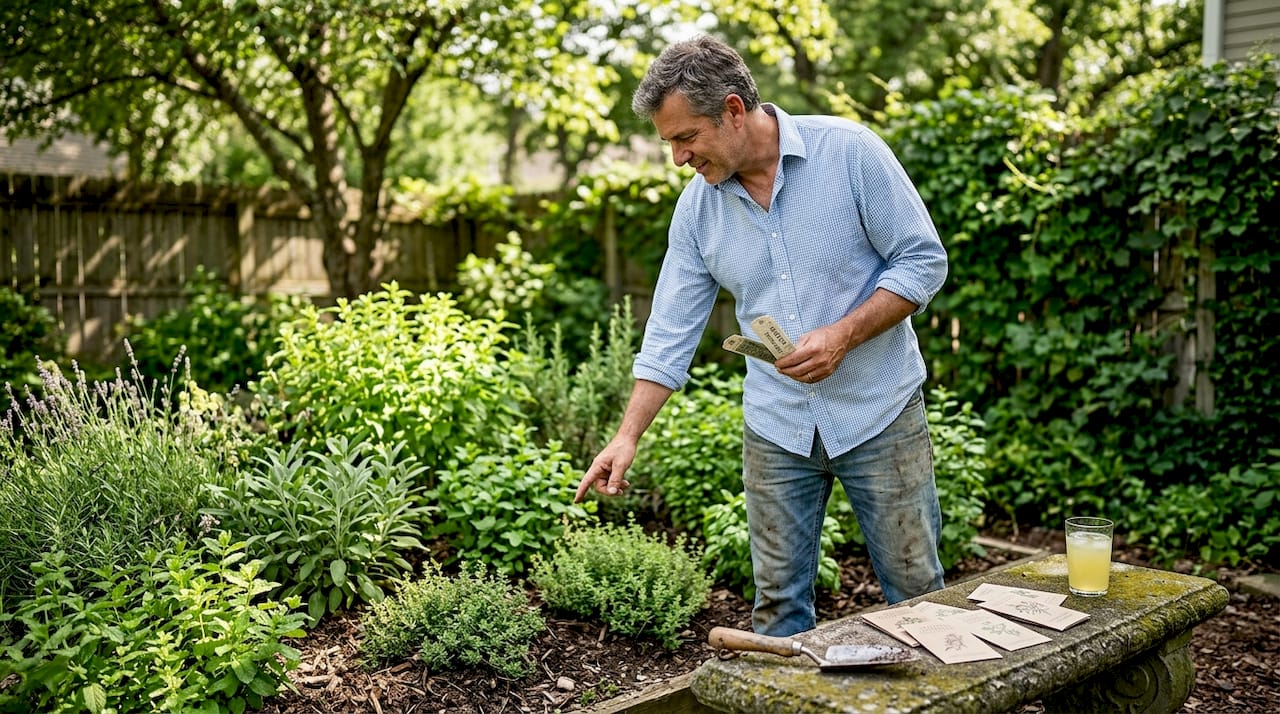 Home gardener choosing plants by microclimate