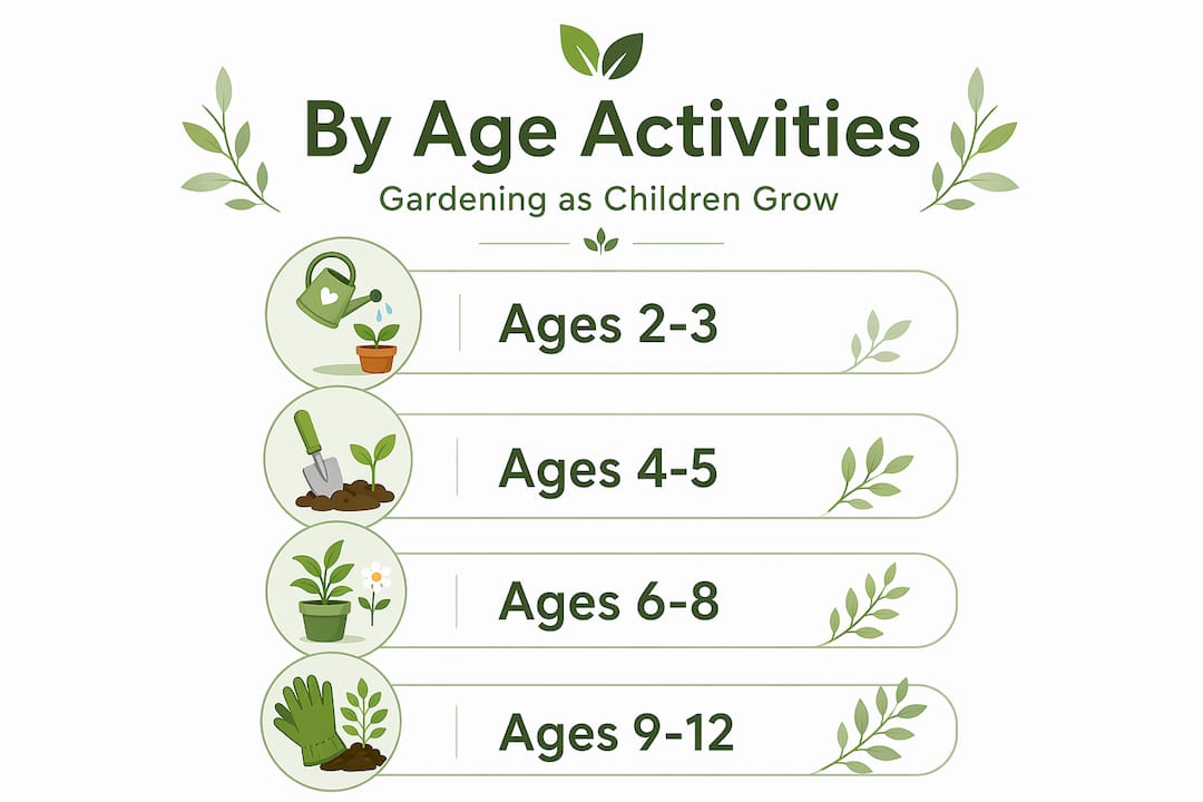 Infographic visualizing activities by child age group