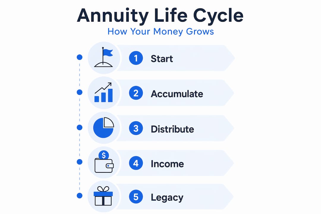 Infographic shows annuity life cycle steps