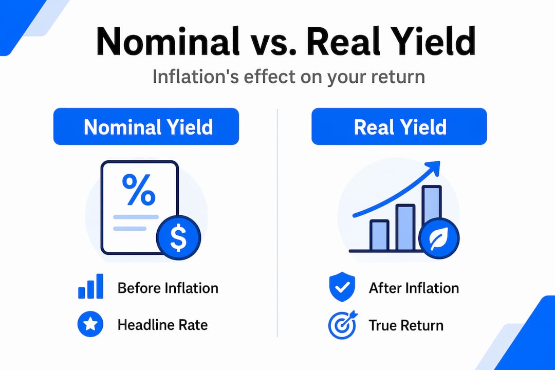 Infographic comparing nominal and real bond yields