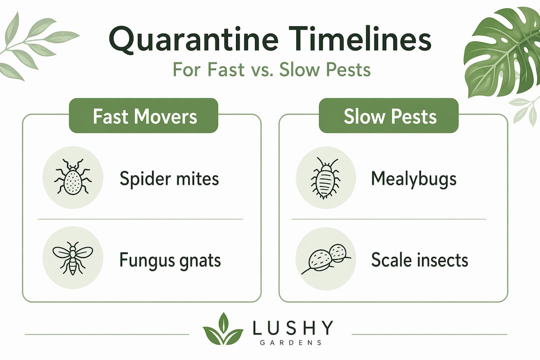 Infographic comparing plant quarantine timelines