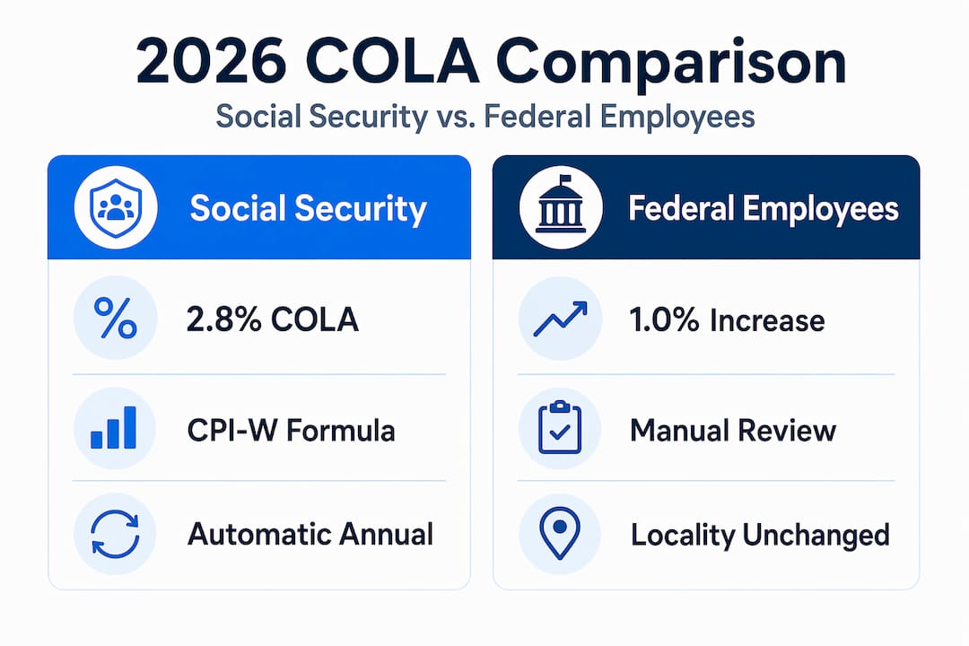 Infographic comparing 2026 COLA programs