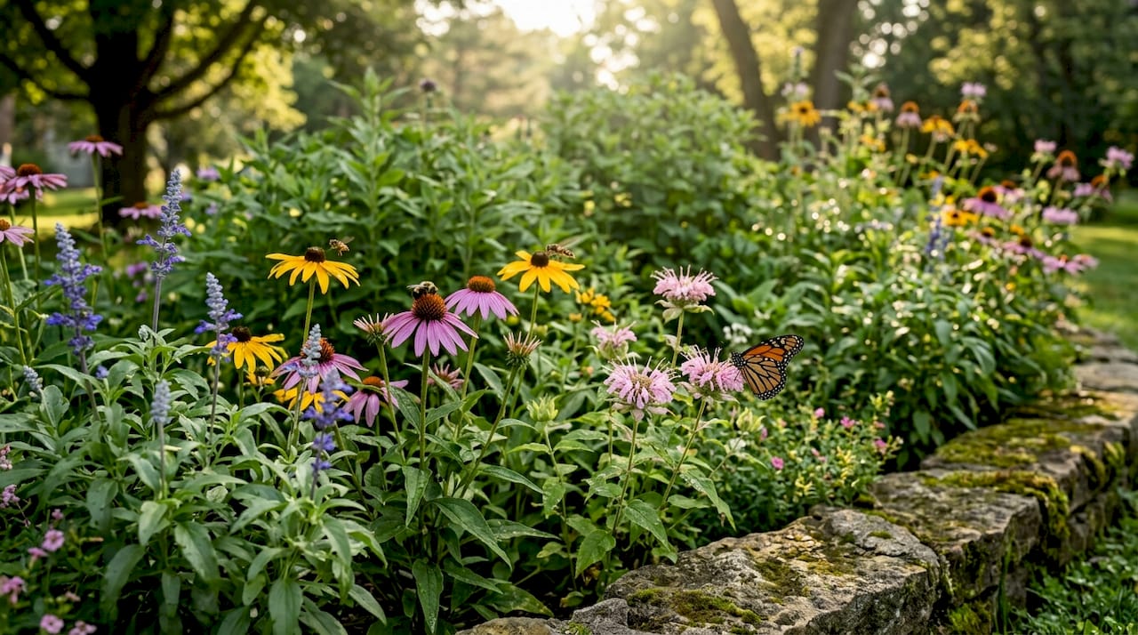 Pollinators on diverse naturalized garden flowers