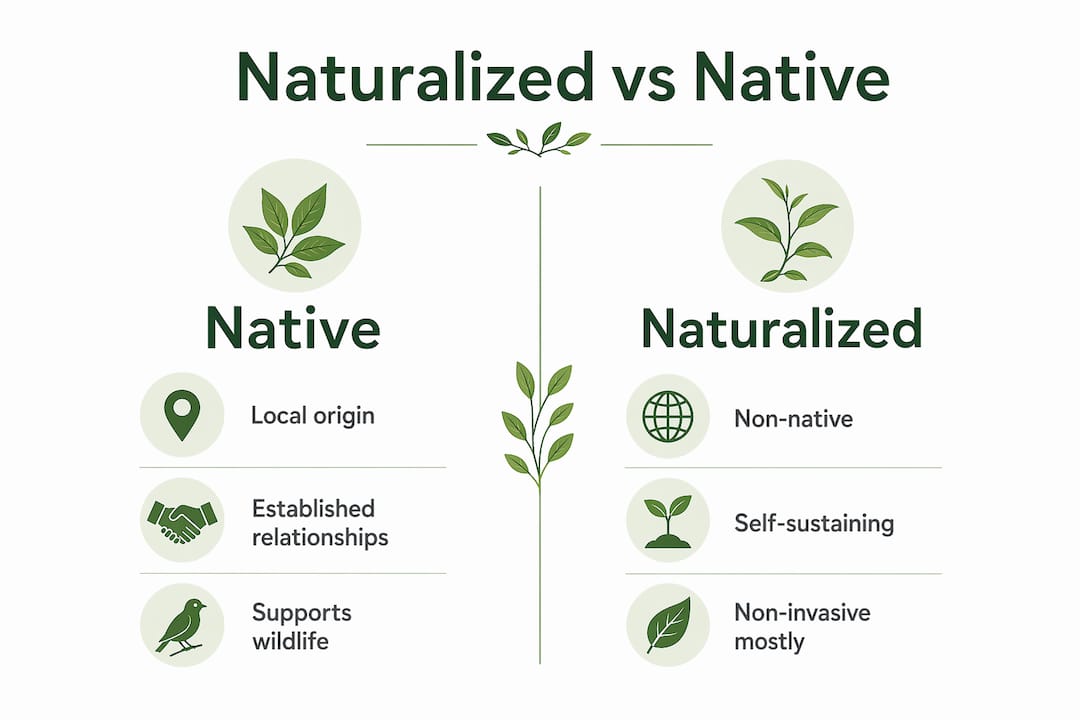 Infographic comparing naturalized and native plants