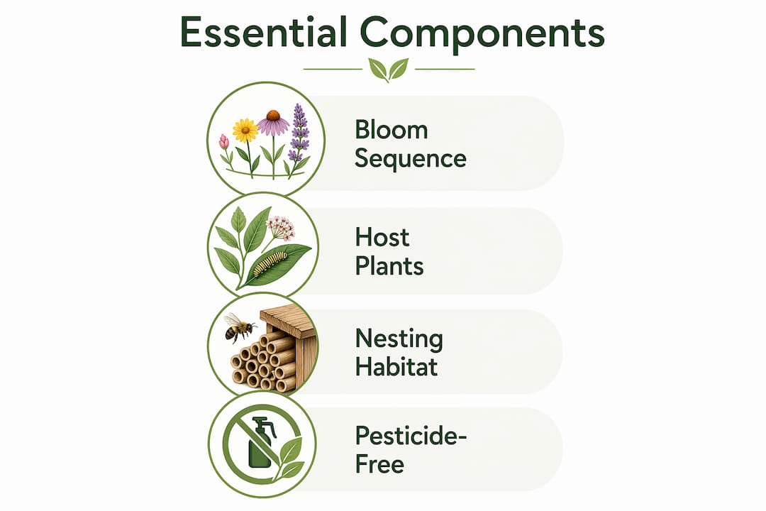 Infographic of pollinator garden key elements