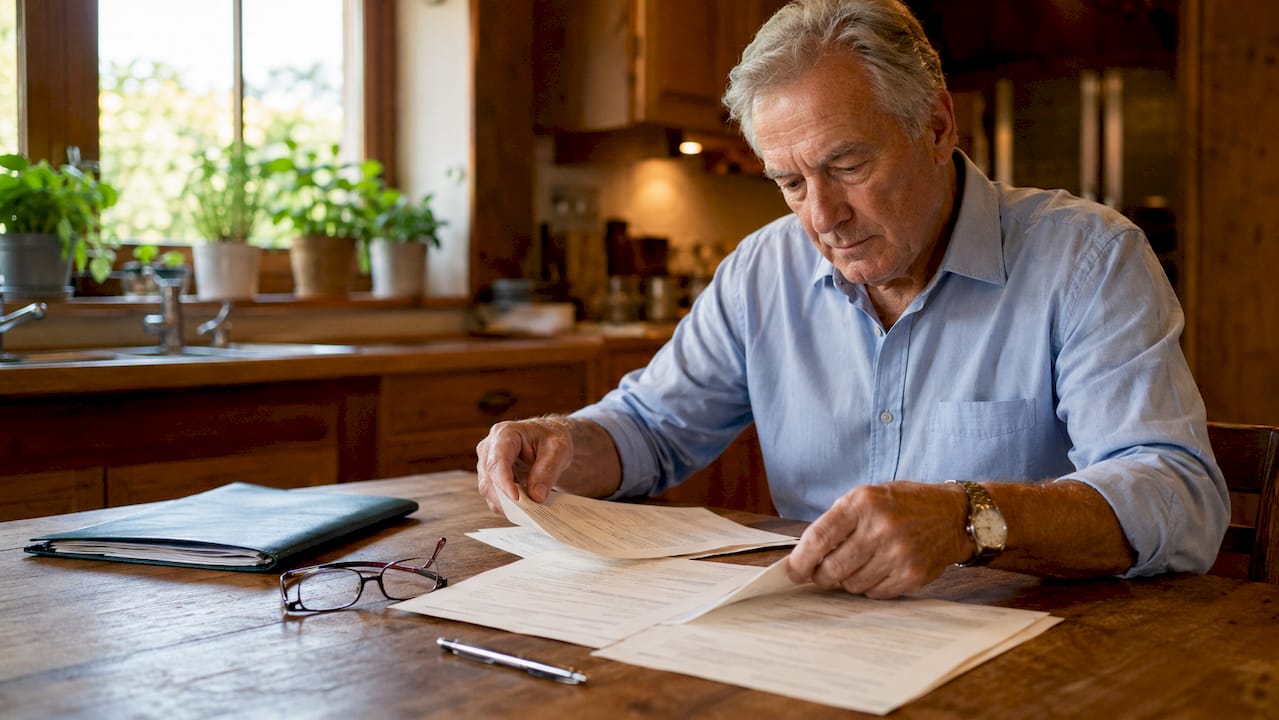 Hands sorting 2026 estate tax documents on desk