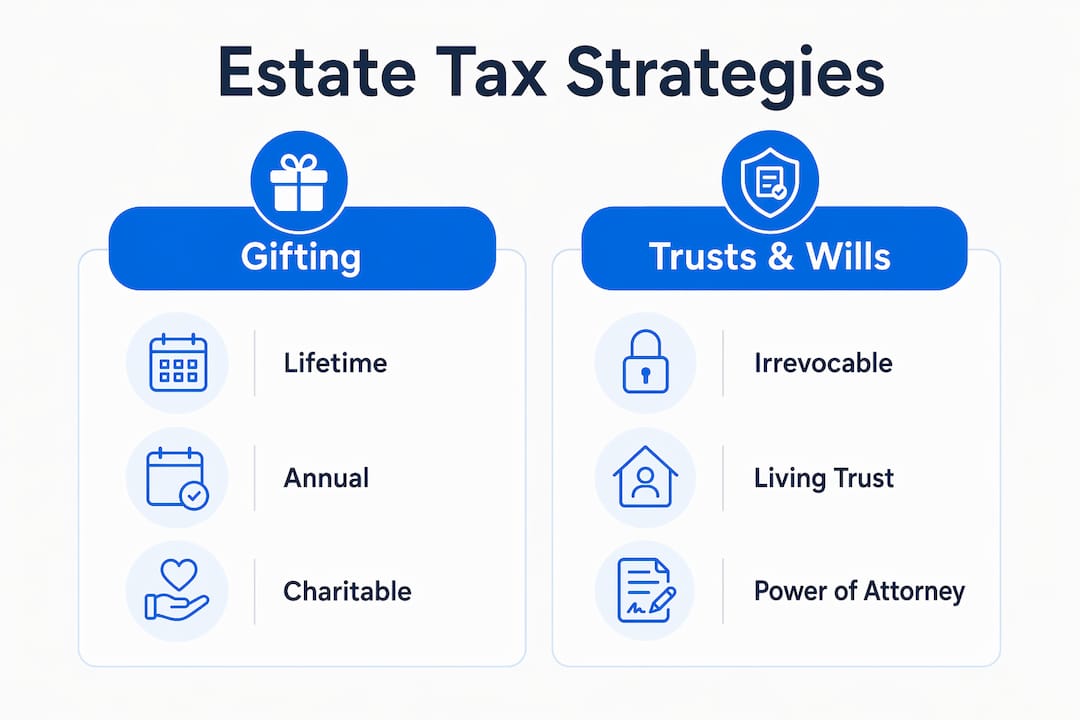 Infographic comparing gifting and trusts estate tax strategies