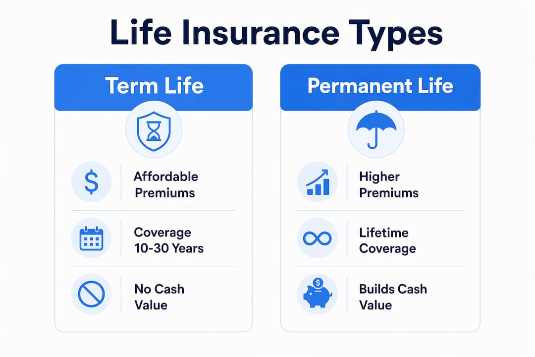 Infographic comparing term life and permanent life insurance