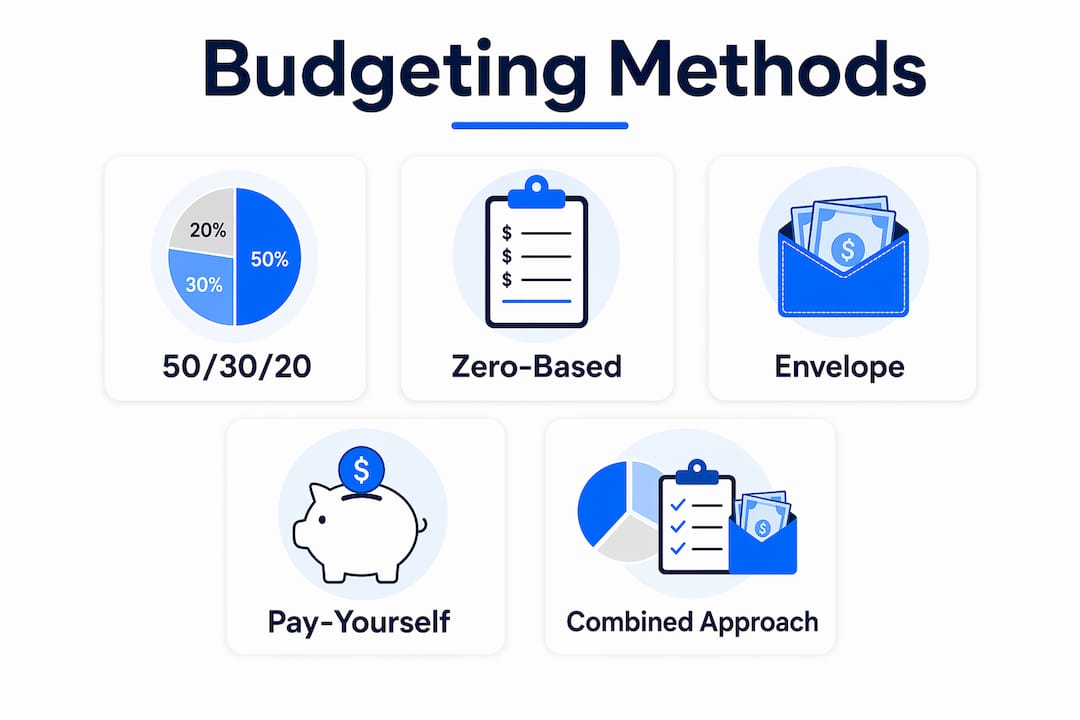 Infographic showing hierarchy of key budgeting methods