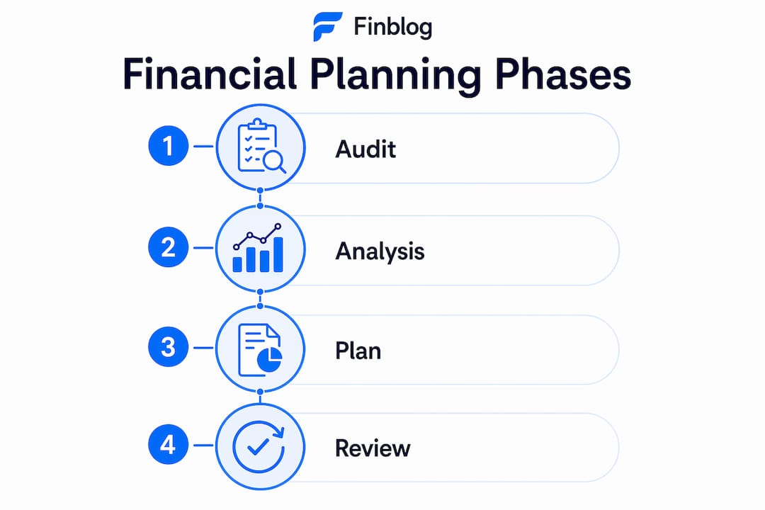 Infographic illustrating four phases of financial planning