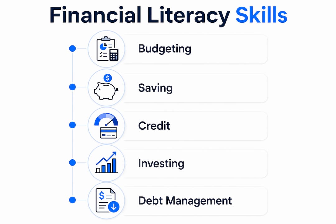 Infographic showing core financial literacy skills