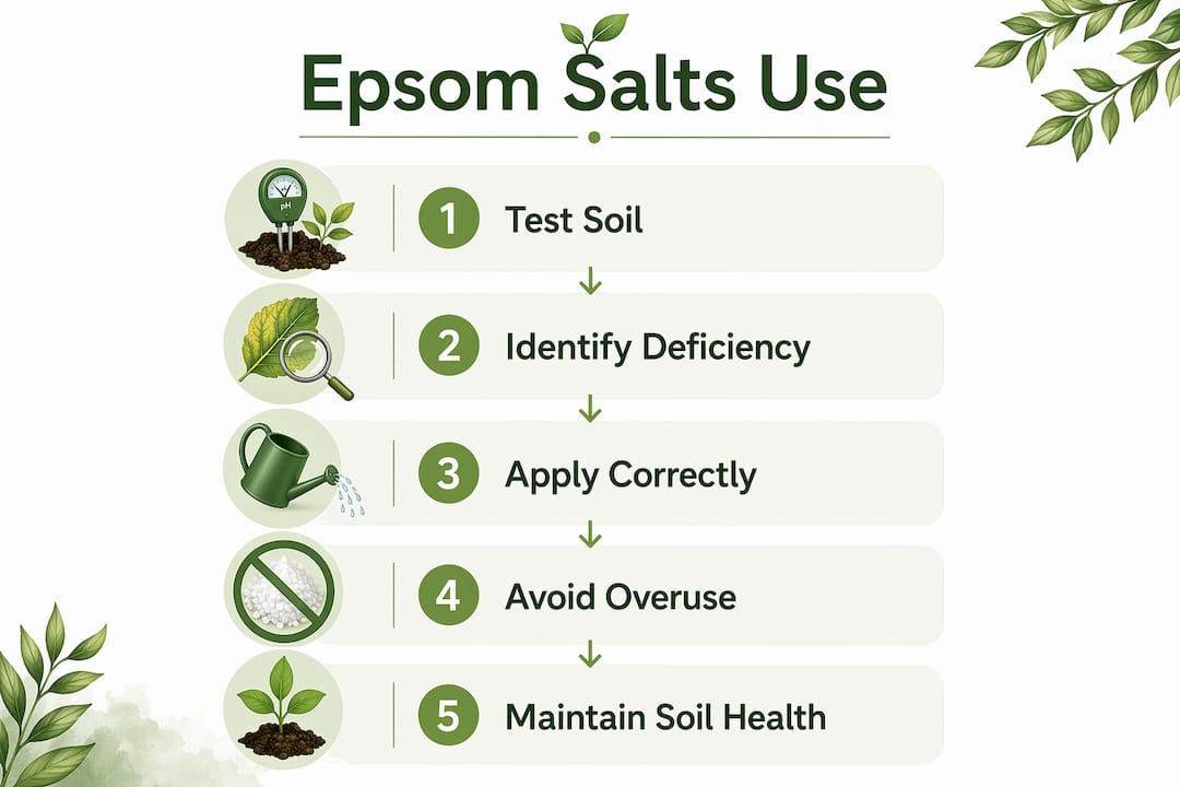 Infographic showing step-by-step epsom salt use guide