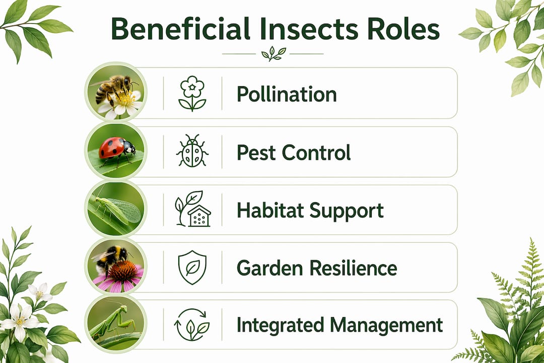 Infographic detailing roles of beneficial insects