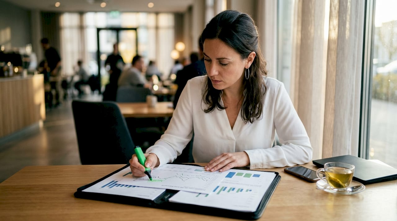 Analyst highlighting hedge fund strategy documents