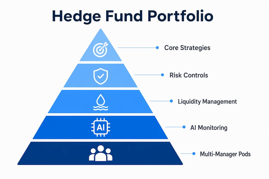 Infographic illustrating hedge fund portfolio structure