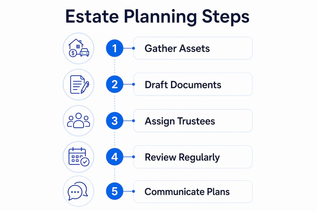 Infographic showing estate planning process steps