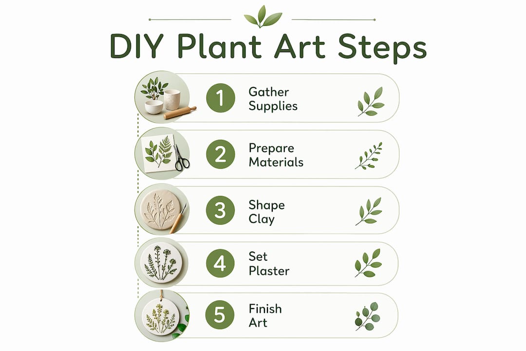 Infographic showing step-by-step plant art process