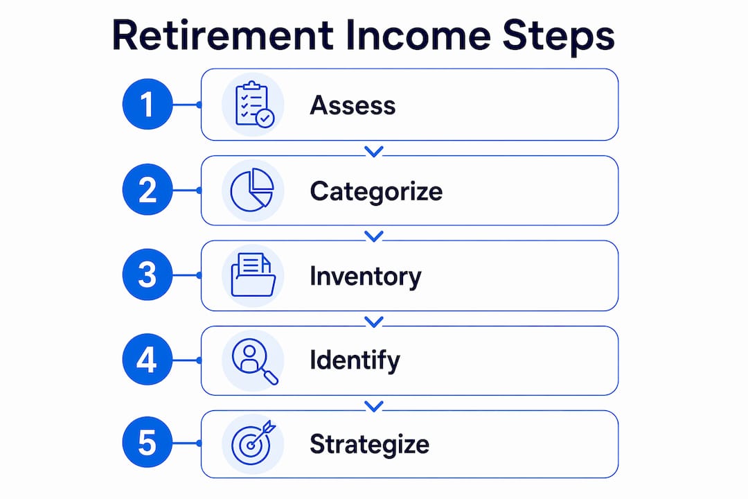 Infographic illustrating steps of retirement income planning