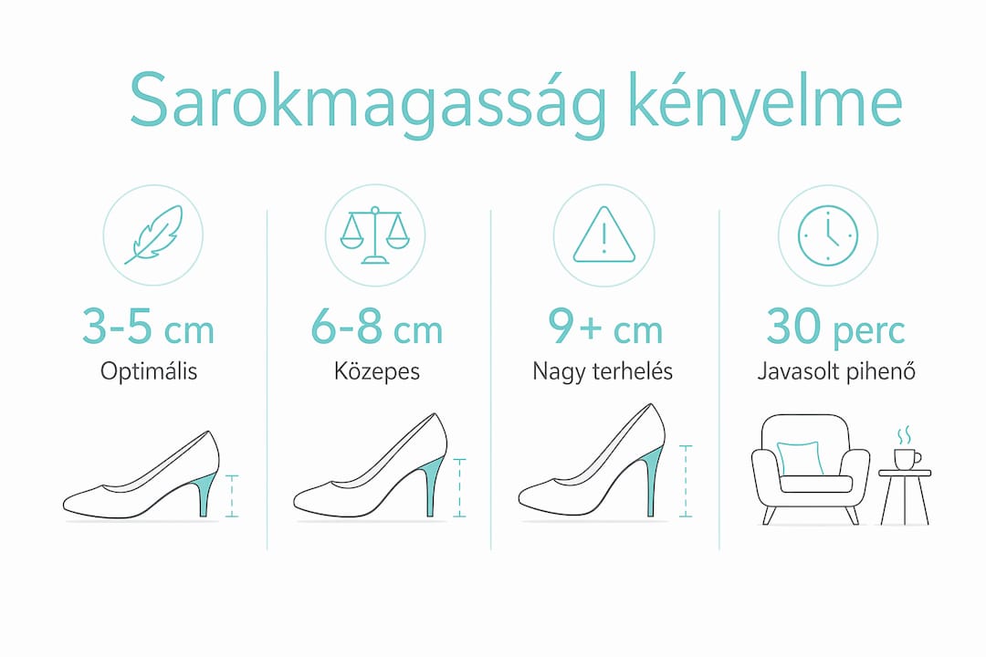 Infografika a különböző sarokmagasságok kényelméről szóló statisztikákról