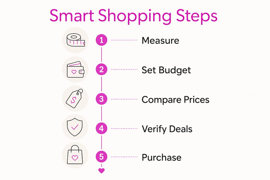 Infographic illustrating smart online shopping steps