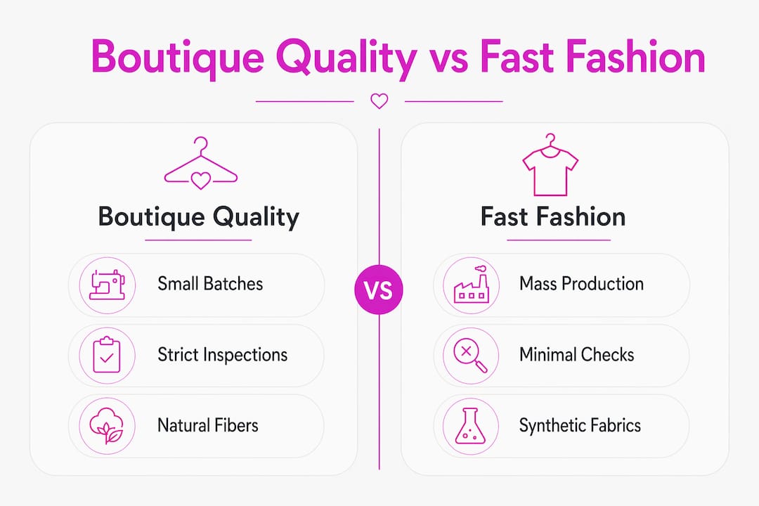 Infographic comparing boutique quality and fast fashion