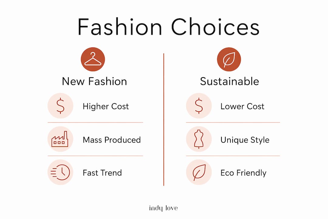 Infographic comparing new fashion and sustainable fashion