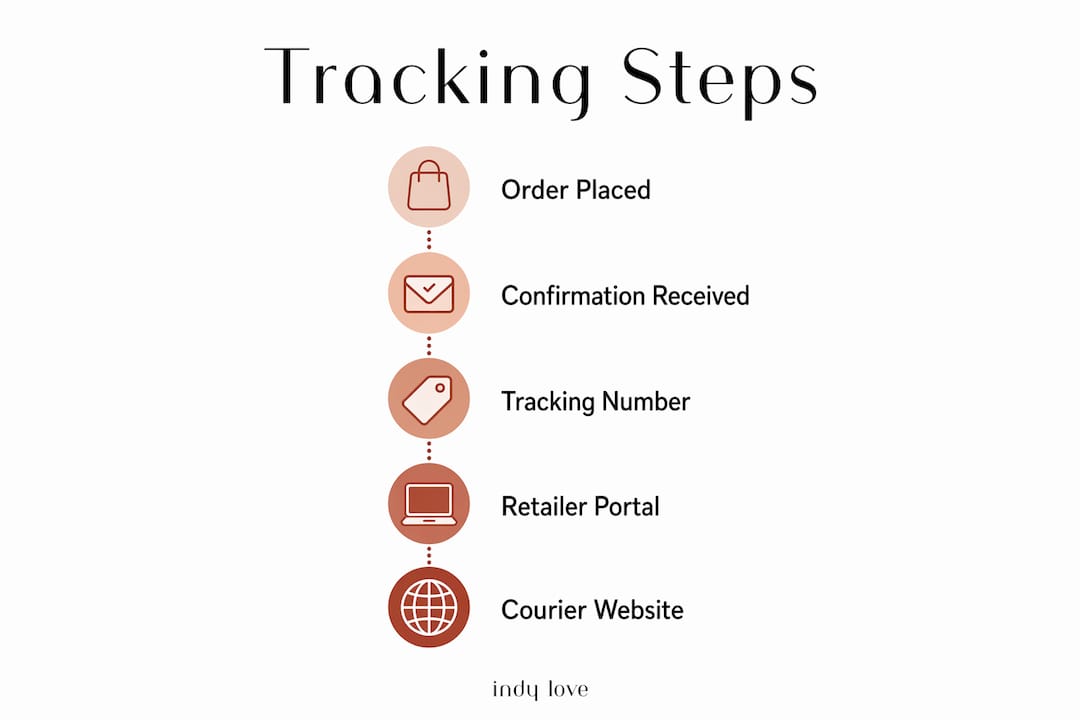 Infographic illustrating steps for tracking fashion orders