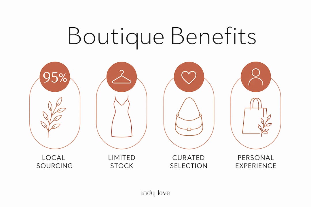 Infographic illustrating key benefits of exclusive online boutiques