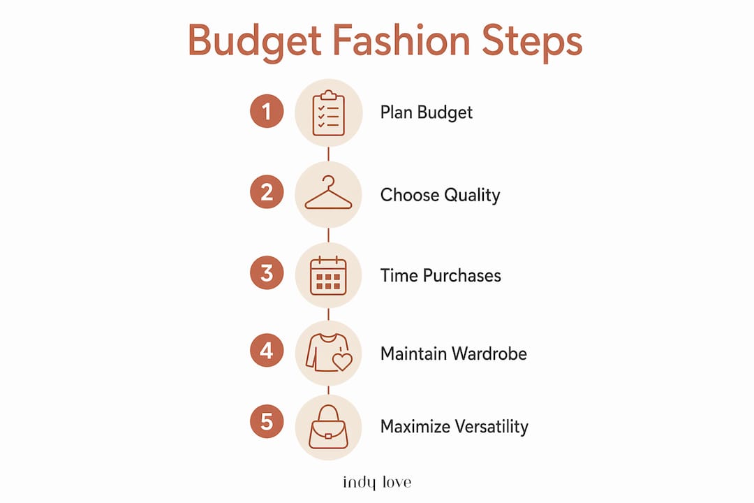 Infographic showing five key steps in budget fashion