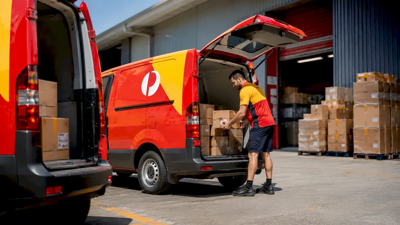 Australia Post trucks being loaded with parcels