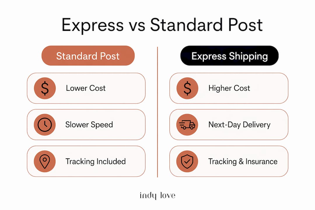 Infographic comparing express shipping and standard post