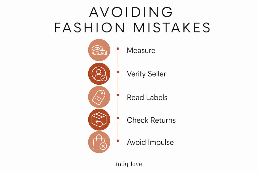 Infographic illustrating steps to avoid fashion shopping mistakes