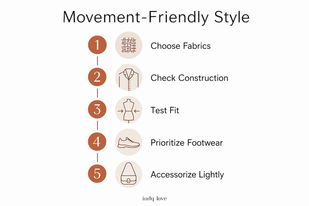 Infographic showing steps to movement friendly style