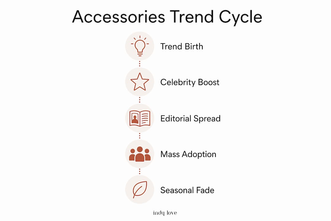 Infographic showing accessories trend cycle steps