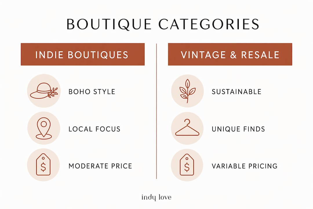 Infographic comparing boutique categories for Australian women