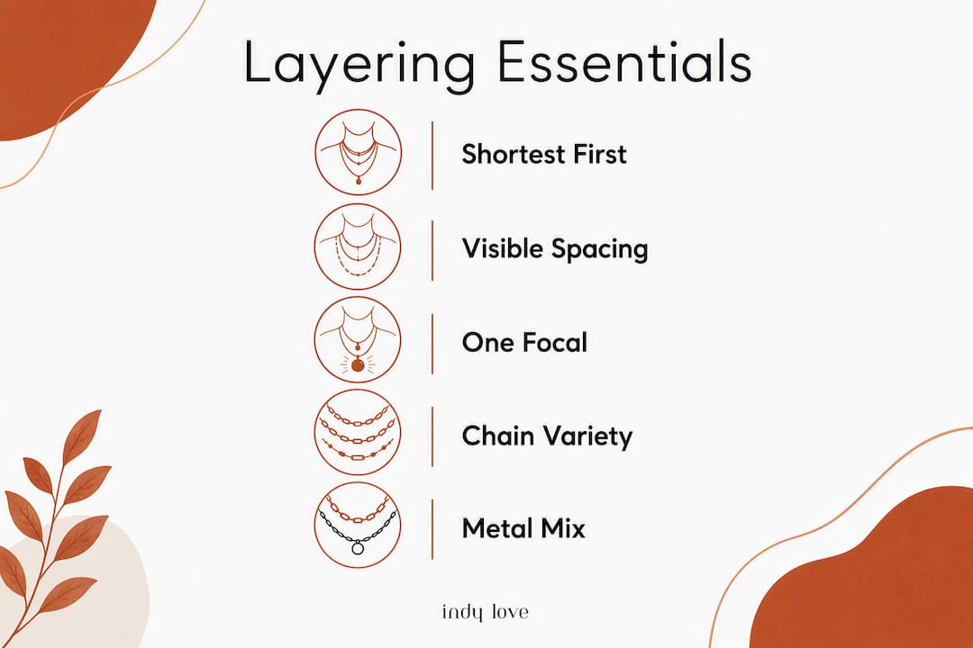 Infographic displaying key delicate jewellery layering rules