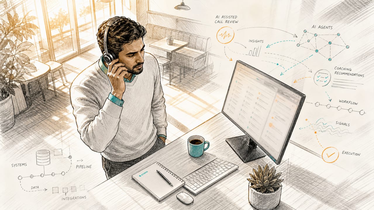 Sales manager reviewing AI call analysis