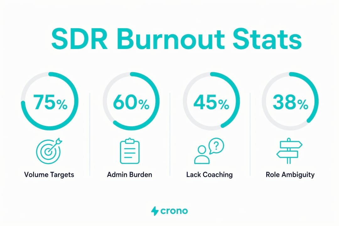 Infographic showing key statistics on causes of SDR burnout