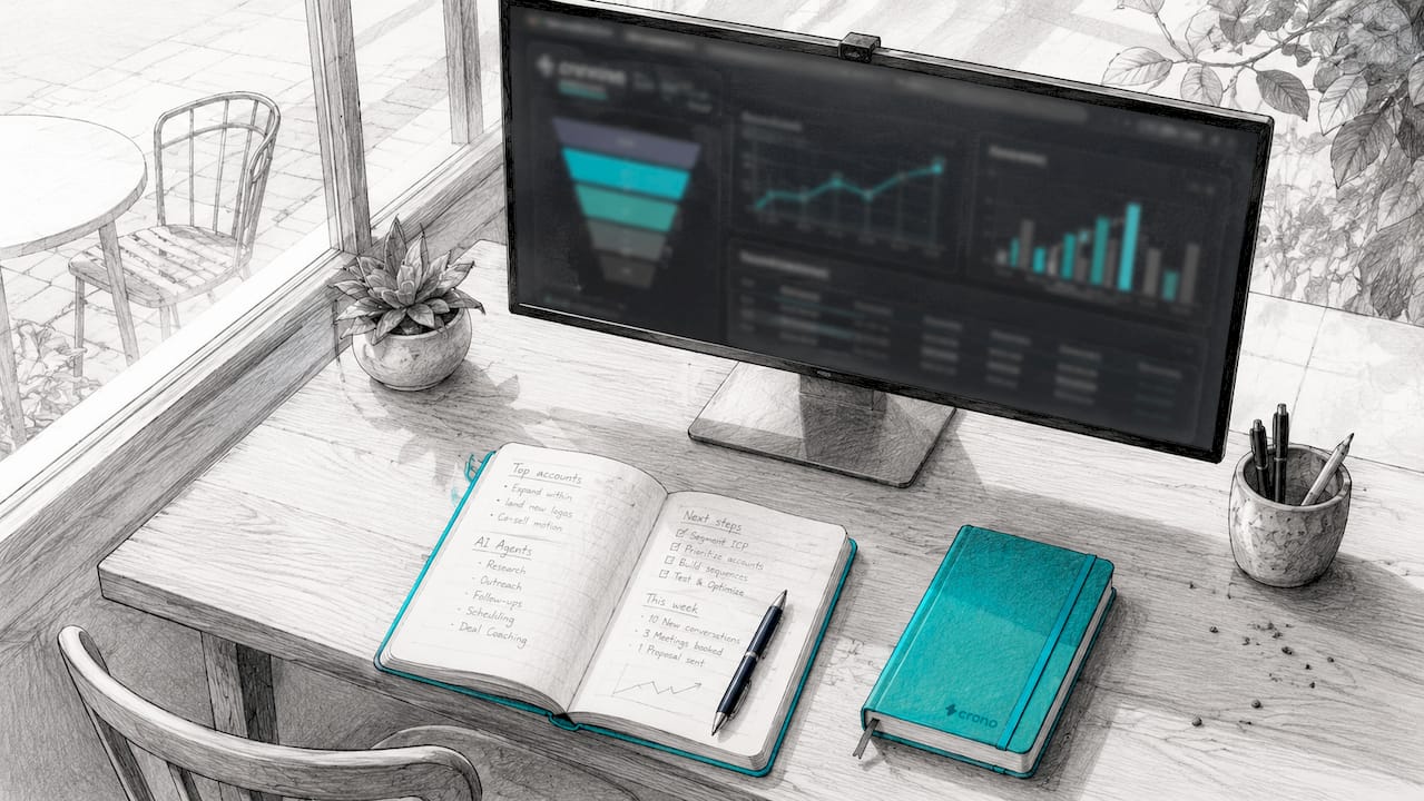Modern workspace showing sales dashboard with pipeline