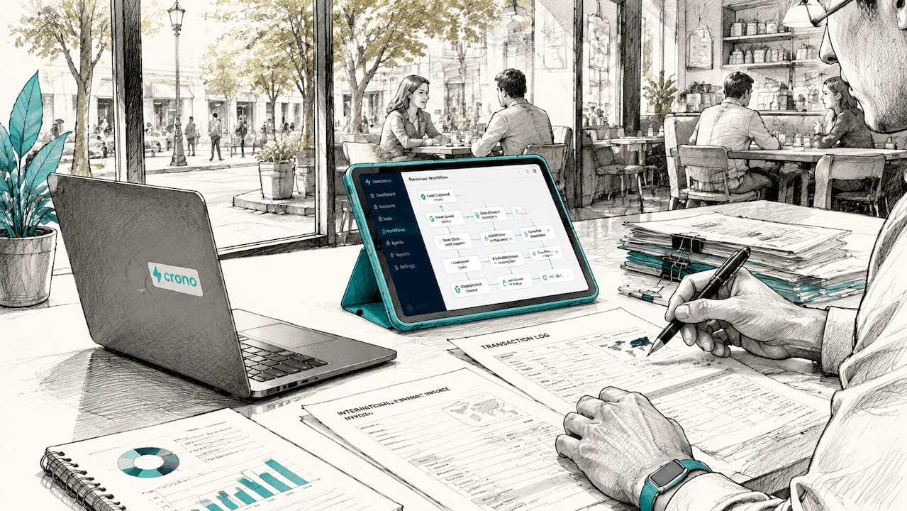 Hands reviewing cross-border payment documents
