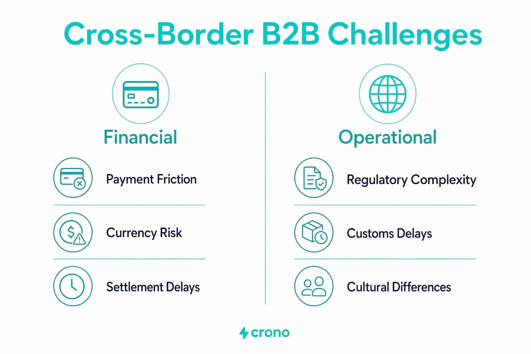 Infographic showing cross-border B2B challenges